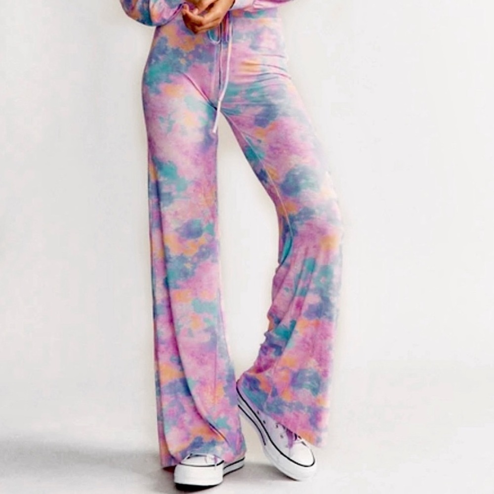 Tie dye Loveshackfancy flare lounge pants